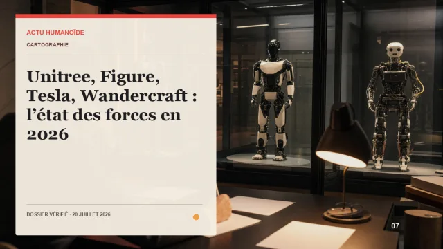 Scène photographique illustrant le dossier « Unitree, Figure, Tesla, Wandercraft : l’état des forces en 2026 »
