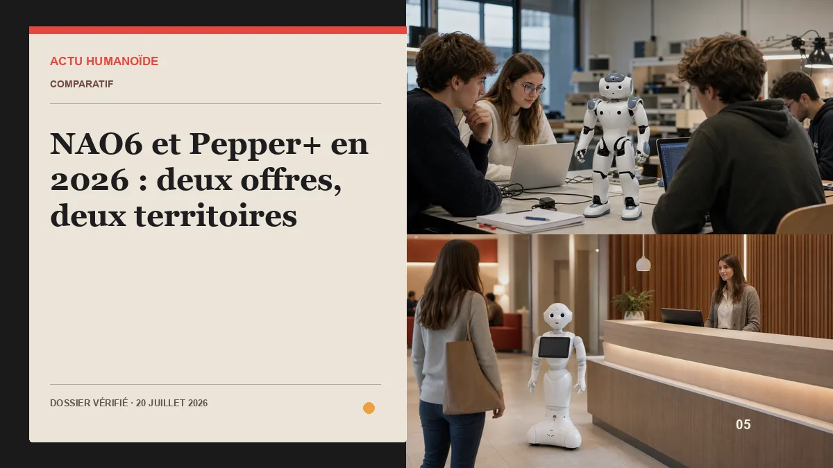 Scène photographique illustrant le dossier « NAO6 et Pepper+ en 2026 : deux offres, deux territoires »