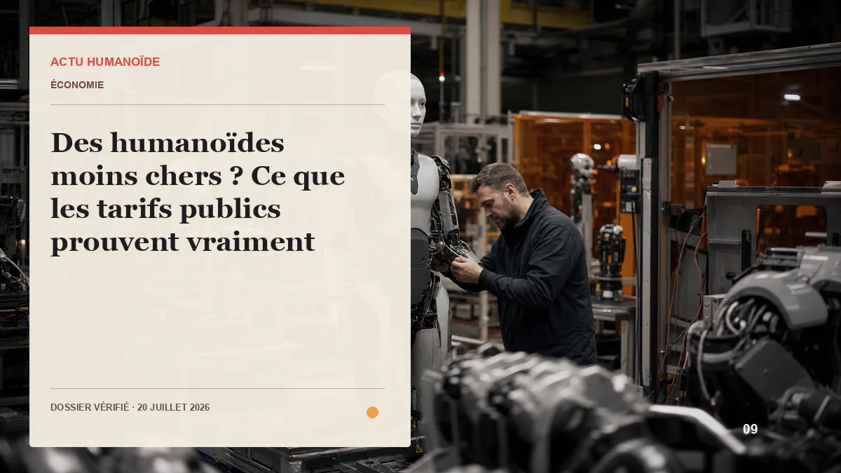Scène photographique illustrant le dossier « Des humanoïdes moins chers ? Ce que les tarifs publics prouvent vraiment »